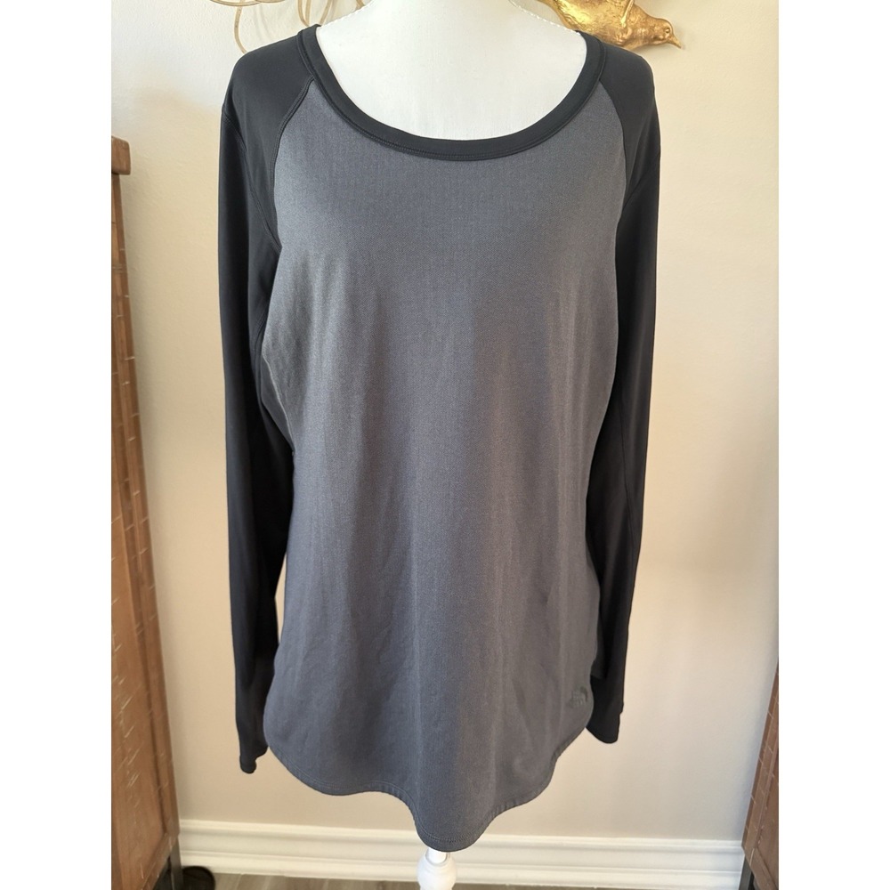 The North Face FlashDry Long Sleeve Active Top Gray Black Women's XL Herring